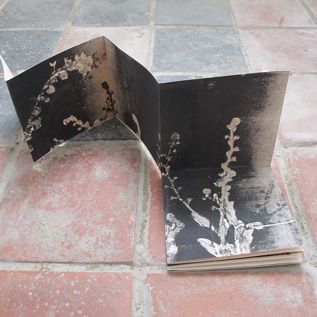 Handmade original botanical art monoprint artist book, keepsake WEDDING FAVOR, gift Forget-me-nots - fieldandhedgerow
