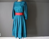 1980's Turquoise and Hot Pink Dress