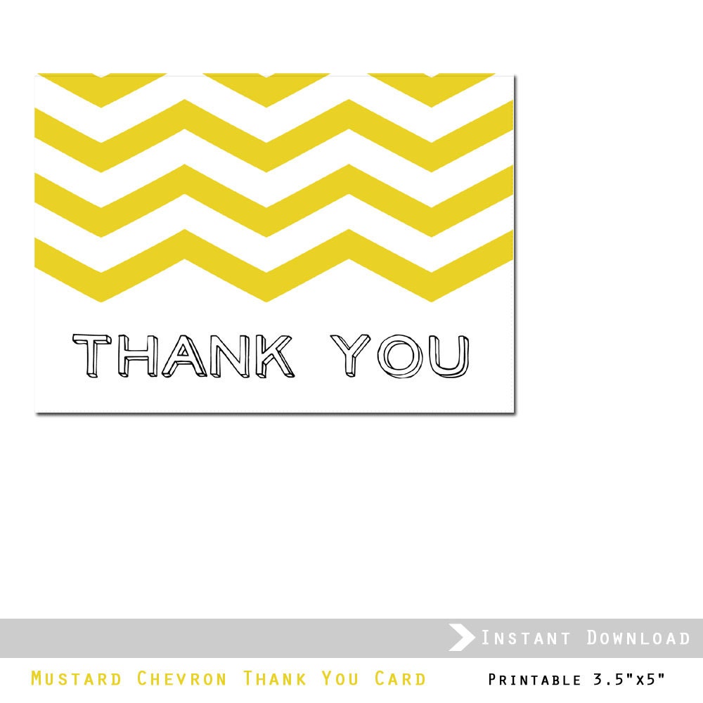 DIY Chevron Thank You Card Printable - Mustard- In the Details -