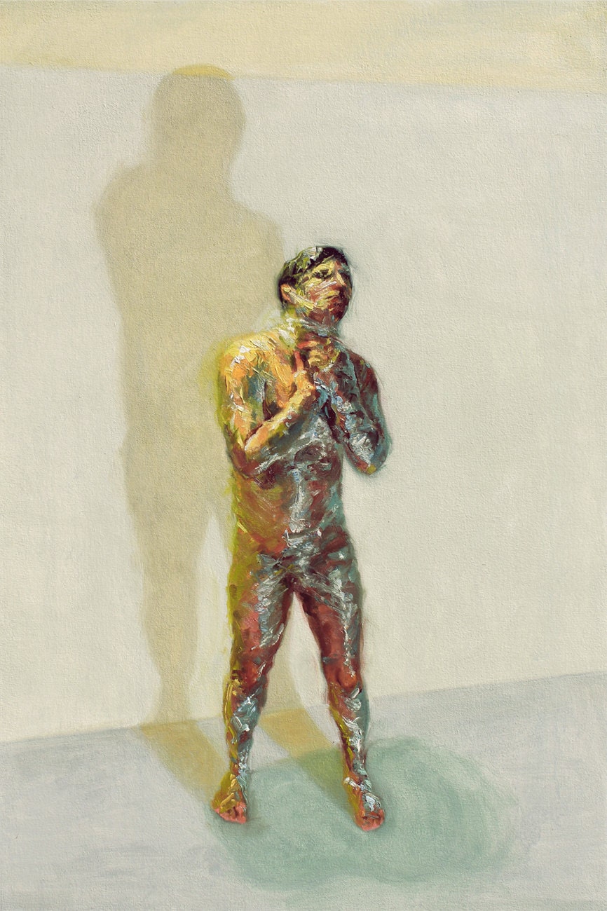 Mythology of the Self II - original collaborative oil painting triptych by Cara and Louie