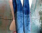 Natural Indigo Shibori Hand Dyed Silk Summer Scarf OOAK