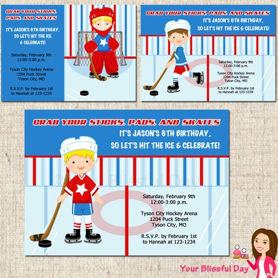 PRINTABLE Hockey Party Invitation (Your choice of character) Il_570xn