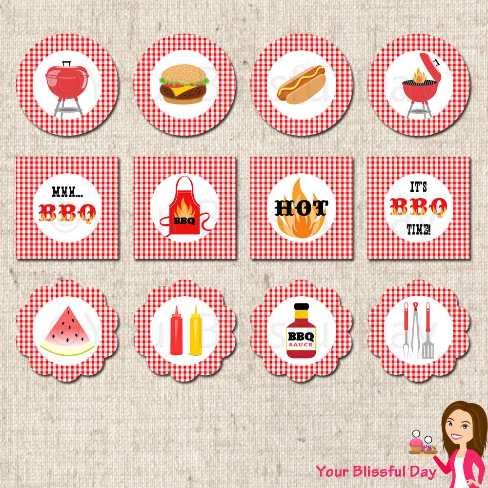 PRINTABLE BBQ Party Circles Il_570xn