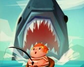 Art Print, Children Illustration, Art Print "JAWS" 11X17 inches