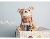 Crochet Pink Camo Bear Hat (12months - 2T)