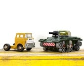 Vintage Marx Dump Truck and Wind up Tanker-Tin and Metal