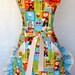 Woman's Sugar Spice Baking Print Apron Double Orange Polk a dot Ruffles