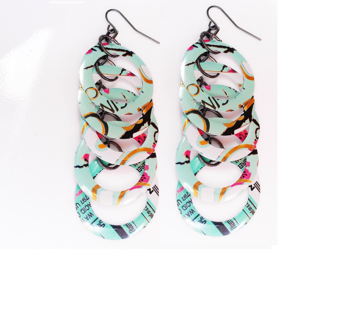 Arizona Tea Hoop Dangle Earrings Recycled Soda Can Jewelry Aluminum Can Eco Friendly Earth Friendly