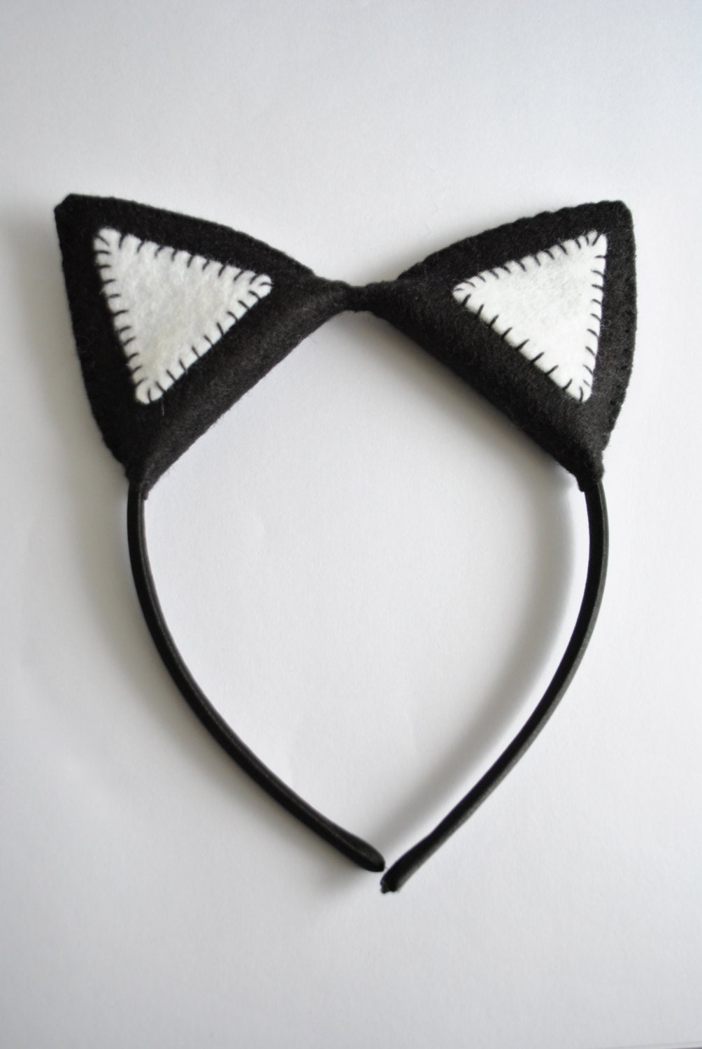 Wool Felt Black Cat Ears Headband
