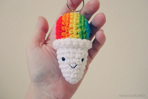 Amigurumi Mini Hawaiian Shave Ice // Keychain // Rainbow Flavor