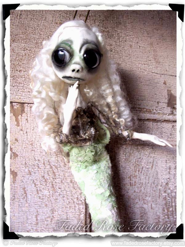 OOAK Art Doll Gothic Mermaid Art Doll Fantasy, creepy cute, goth doll