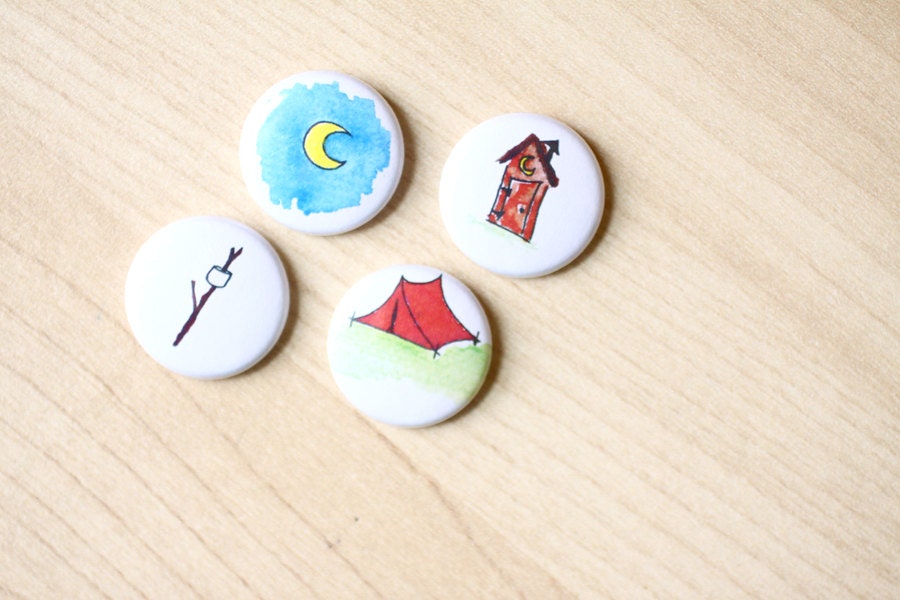 Let's Go Camping 1" Pinback Button 4-Pack