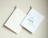 Free Shipping - Greeting Card - Rain Rain, Stay and Play, with Envelope