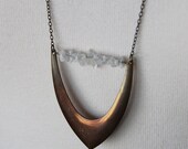 Geometric V Copper Plated Moonstone Charm Necklace