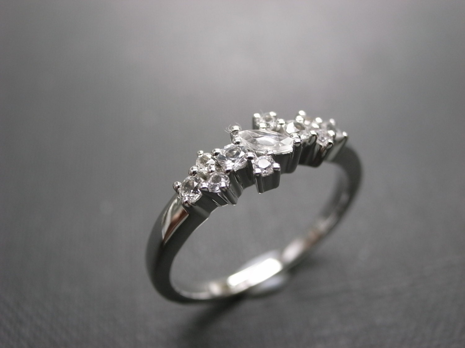 White Sapphire Wedding Ring in 14K White Gold