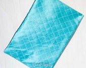 Teal silk lingerie bag with white silk tulle - Chantilly