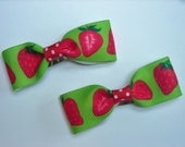 Sweet Country Strawberry Bow Hair Clips