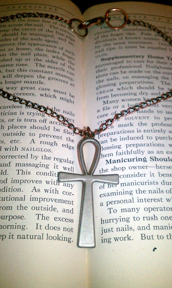 Ankh Egyptian Amulet Necklace/ Silver lead free/ Gothic Metal chain