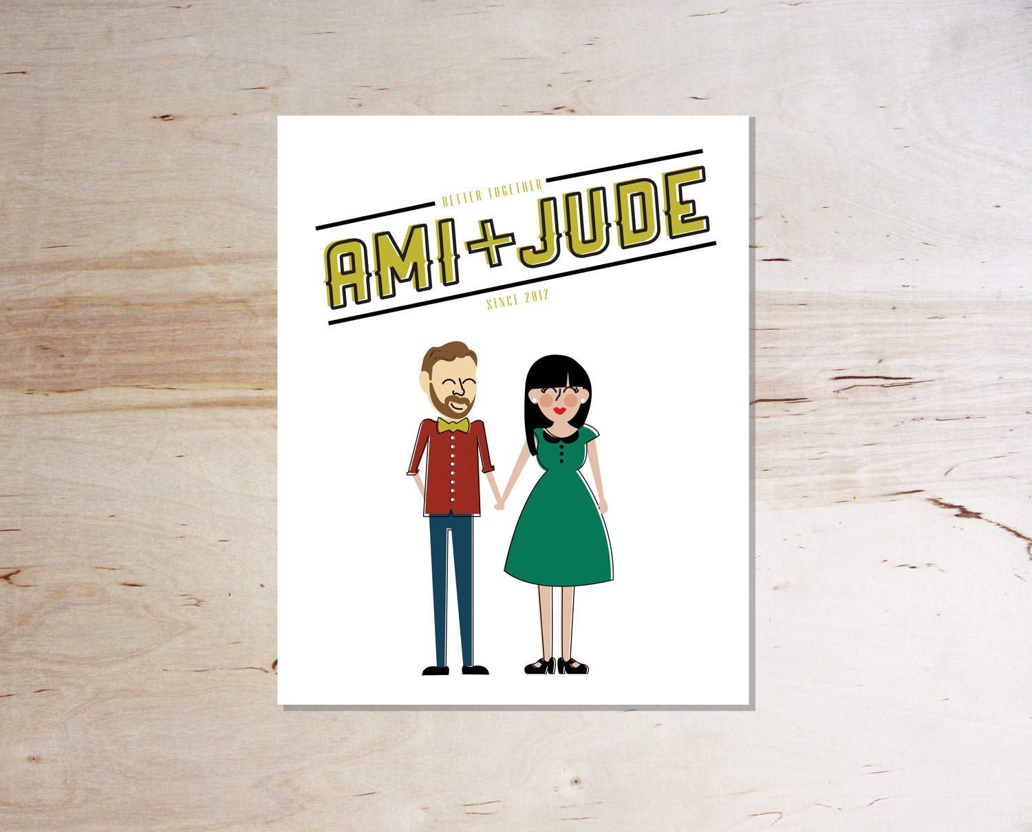 Custom illustrated couple print - wedding gift- anniversary gift