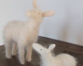 Needle Felted Countryside Folk-Nora the White Deer and her Fawn