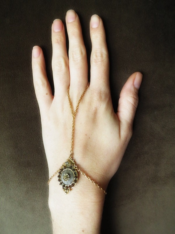 Vintage Gypsy Amber and Gold Slave Bracelet
