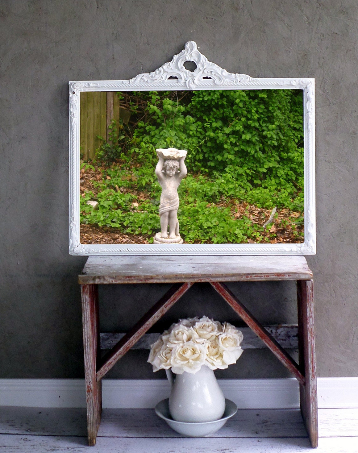 Antique White Parlor Mirror Shabby Chic Nursery Vanity