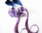 Alien Planet // Human Hair Extension / Blue Purple Orange / Long Tie Dye Colored Hair