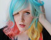 SALE - PASTEL PARADISE wig // Pastel Pink Yellow Blue Hair // Wavy Medium wig