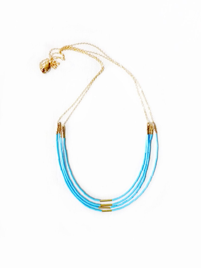 blue collar layer necklace