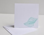 Conch Shell Hand Stamped 3" x 3" Mini Note Cards Set of 8