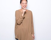 Women oversize bat shirt mustard tunic , women cream kimono top one size fits all