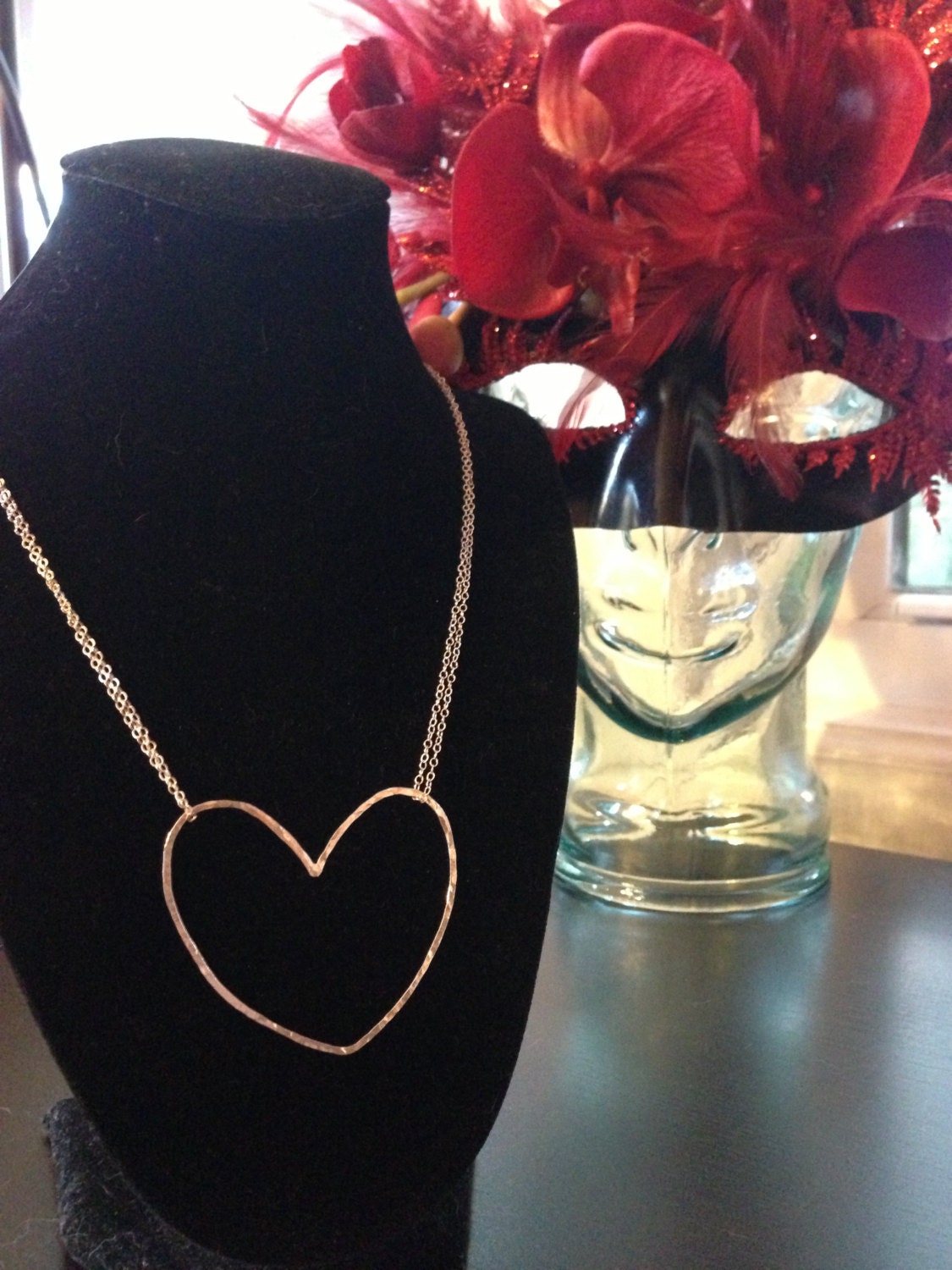 Sterling Hammered Heart Necklace