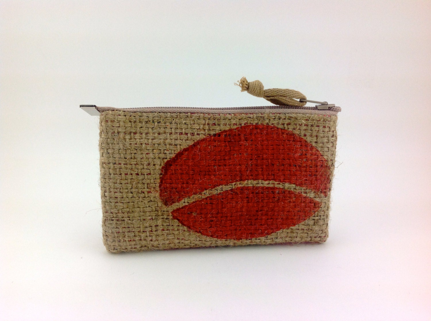 Coffee Sack Zipper Pouch - Burlap Pouch- Small Zipper Wallet - Burlap Case- Handmade zip pouch- Womens Wallet - Ready to Ship