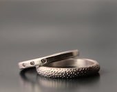 14K white gold wedding band set - eco-friendly diamond engagement ring- black or white diamond - white or yellow gold