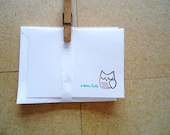 Woodland Owl Hand Stamped Note Cards, Hand Embossed Note Cards, Blank Inside, A Warm Hello, Cute Owl
