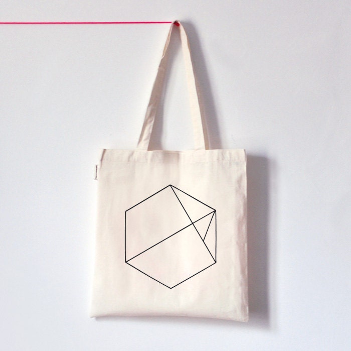 Hexagon / Screenprinted cotton organic tote bag