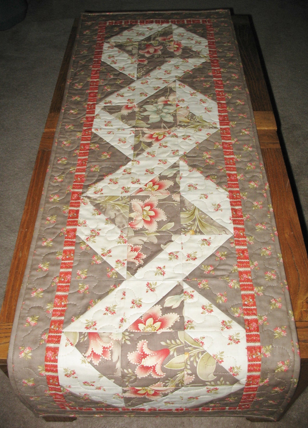 Floral Table Runner Pieced and Quilted fabric from Moda