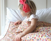 Handmade Baby Bedding -  Baby Comforter - Toddler Comforter - Multi Dot in Blush - Polka Dot - Blue - Yellow - Pink
