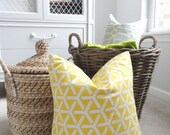 Yellow and White Pillow Cover - Trident Daffodil - Designer Decorative Pillow - 18x18  - Throw Pillow - Pillow Cover - Yellow -  White