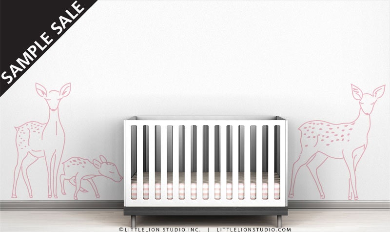 Wall Decal Sample Sale - Deer Family Outline - Light Pink