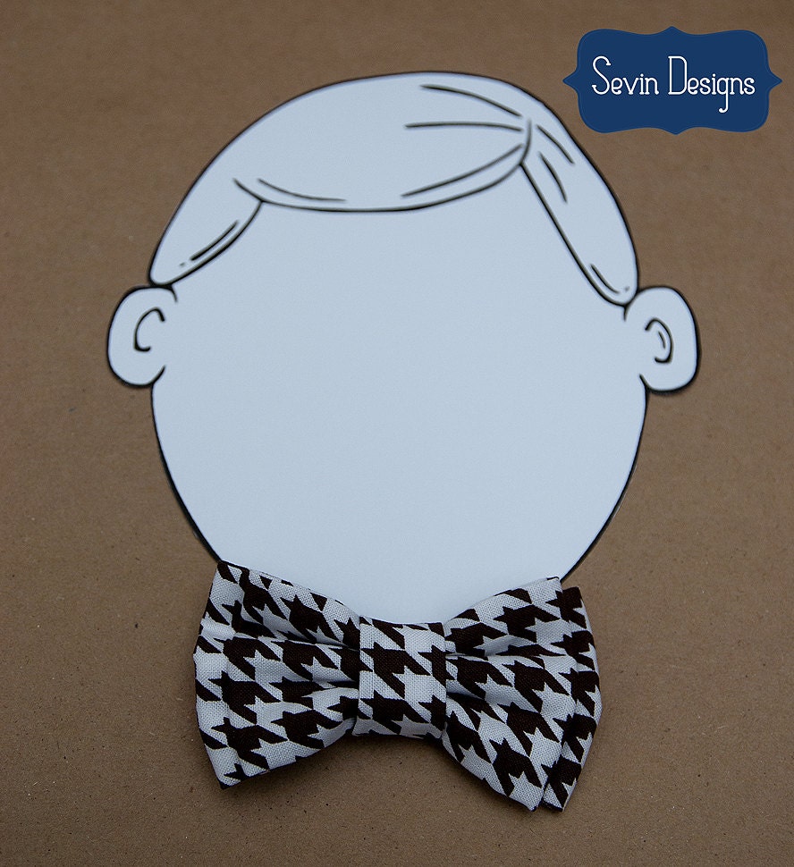 Brown / White Houndstooth Clip On Bow Tie -- Baby, Toddler, Child, Teen, Adult