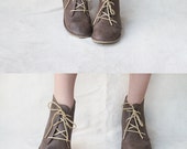 Leona in Brown - Handmade Leather flat lace-up ankle boots - CUSTOM FIT - TheDrifterLeather