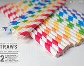 Rainbow Paper Stripey Straws  12pk & Digital Flags - Party - Birthday - Baby Shower - Wedding
