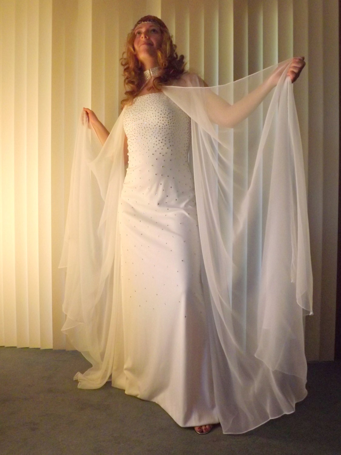 Party Dress Formal Evening Gown Long White Dress Womens Clothing Vintage 1970s Designer Couture