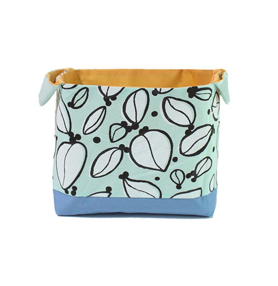 Fabric storage basket - Leaf and berry print