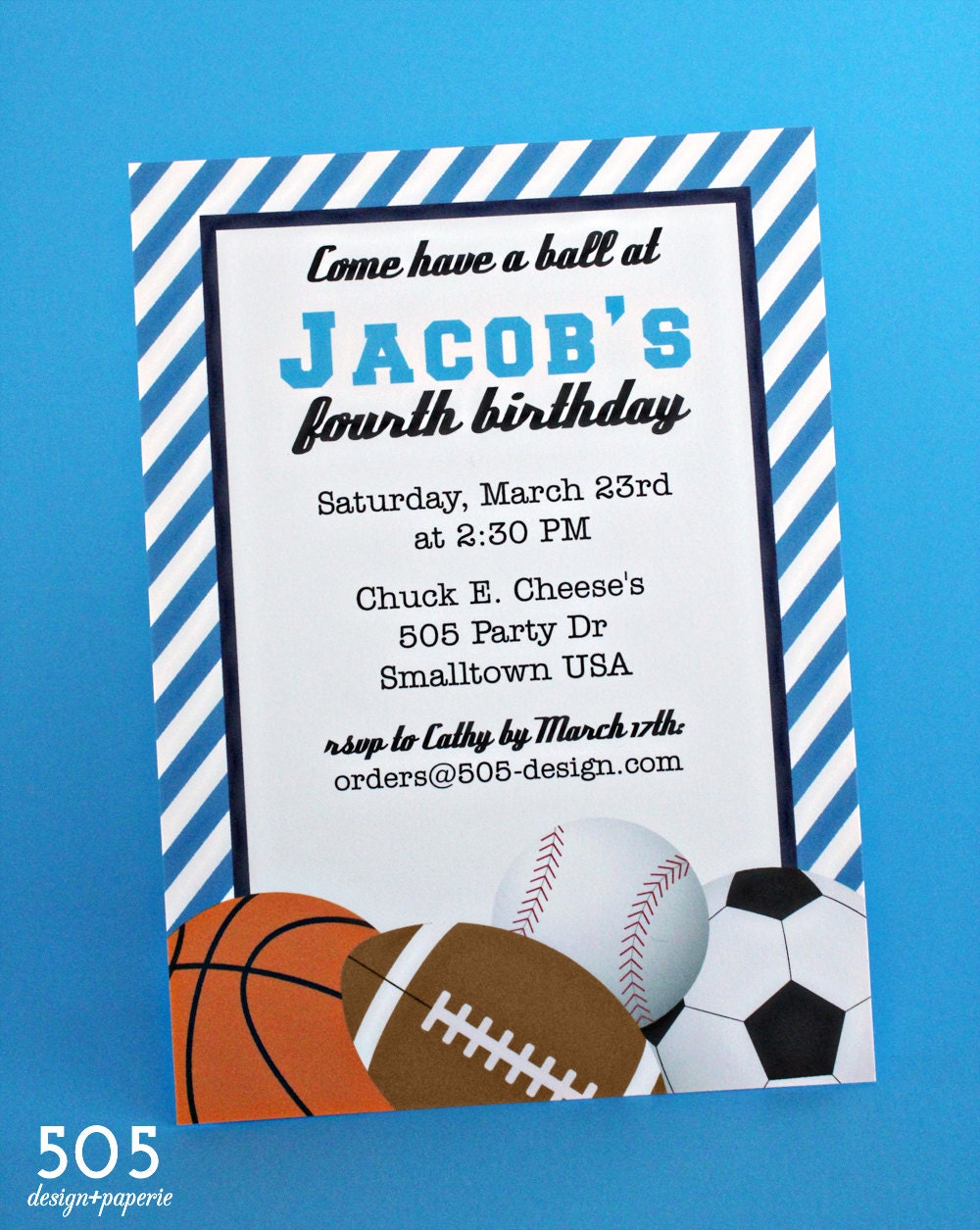 Printable Sports Birthday Invitation - Boys Sports Party by 505 Design Paperie Il_570xn