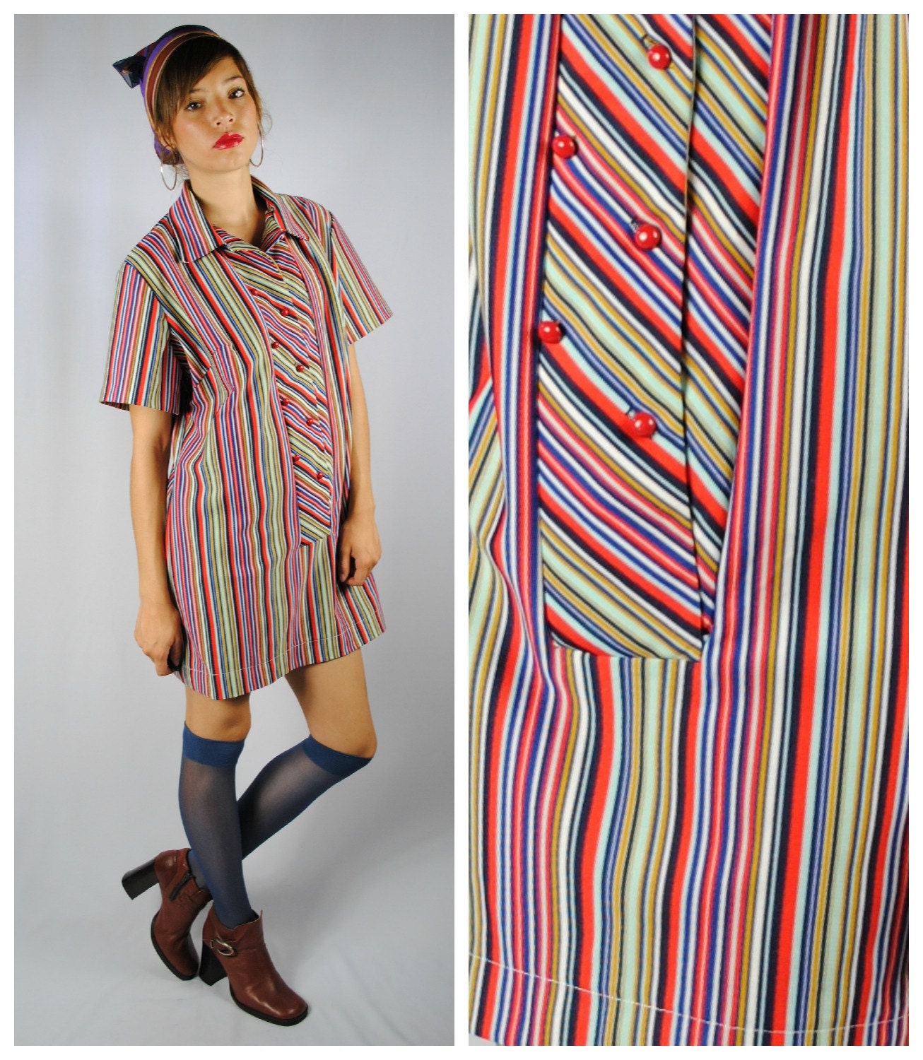 Vintage 60's MOD SHIFT Mini Dress. (M)
