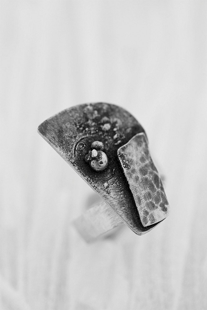 Modern Statement Ring- Silver Adjustable Ring