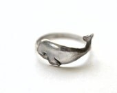 Silver Whale Ring, Handforged Silver Ring, Animal Jewelry, Nautical Ring