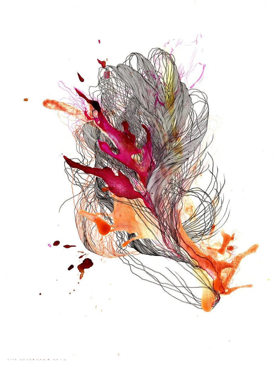MED. SIZE - Such light inside her. It spilled out of her mouth, cutting her words in half - Giclee print - 11" x 11"